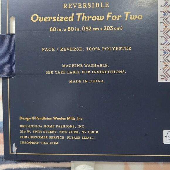 Pendleton Throw Blanket For Two Reversible Oversized Cream Tribal Pattern 60x80 - Picture 10 of 16